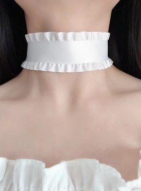 气质颈链a宽边遮颈纹脖子装饰挡脖子疤痕颈部饰品荷叶边脖链脖圈