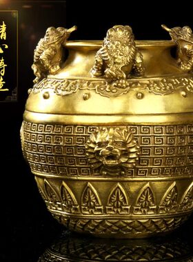 铜制金蟾聚宝盆储物罐摆件储钱罐存钱罐家居工艺品客厅卧室摆放