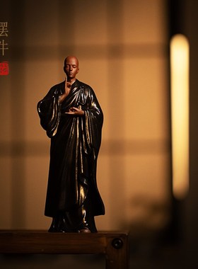 新中式陶瓷创意摆件多款式座禅意小和尚家居客厅玄关桌.面装饰摆