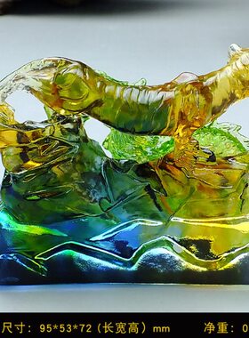 创意老板办公室名片座水晶玄关龙虎招财摆件高档送男士琉璃工艺品