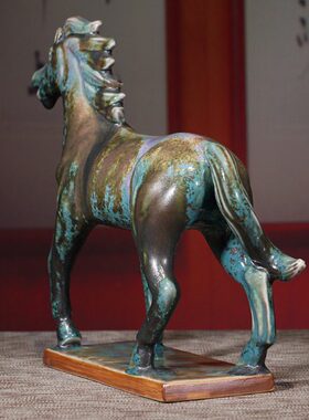 品电视柜家居瓷马到成功客厅摆件陶瓷禹州神垕钧玄关装饰工艺品