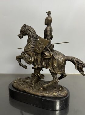 骑士雕塑马盔甲欧洲中世纪古典铜雕塑工艺术品家居饰品礼品摆件