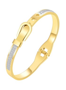 电商直播网红同款手镯镶钻弹簧不锈钢手环镀金女士皮带手饰