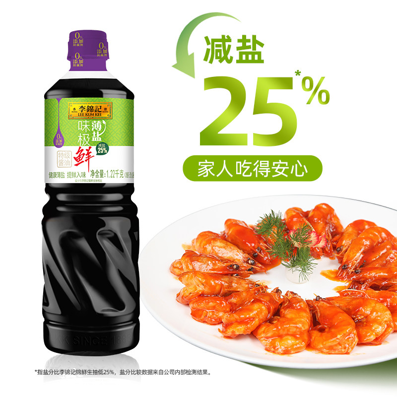 李锦记薄盐味极鲜1.22kg*2大瓶粮食酿造特级生抽酱油炒菜凉拌调味,淘宝优惠券,粉丝福利购,淘宝优惠卷