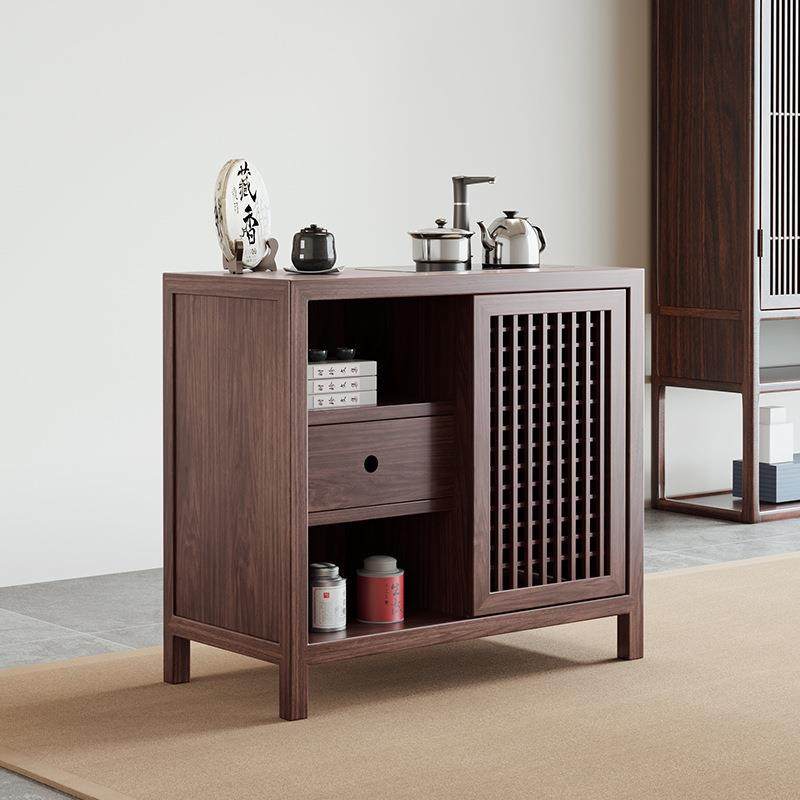 茶水柜实木胡桃木色茶水台茶边柜侧柜边几茶室烧水壶一体柜,淘宝优惠券,粉丝福利购,淘宝优惠卷