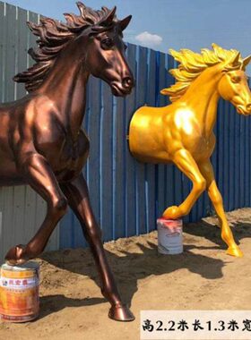 半身玻璃钢穿墙马雕塑动物模型户外公园酒店艺术装饰摆件雕塑