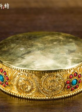 铜曼扎盘 藏族曼茶罗家用供具佛具 尼泊尔工艺品手工掐丝曼达盘