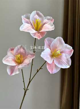 插花好用~3头翻面郁金香 不带叶婚庆仿真花装饰3D开口荷兰郁金香