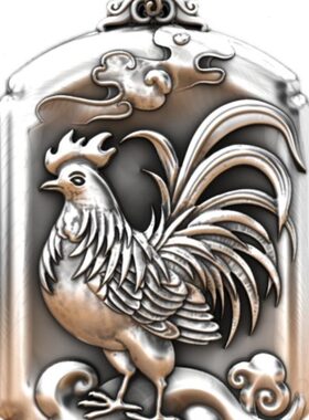 肖银挂坠鸡足银女实心酉公吊坠男银牌纯银加厚鸡生泰项链霸气复古