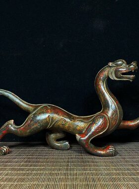 古玩家居虎铜白四收藏工艺品纯铜大礼品摆件器玄关装饰神兽办公室