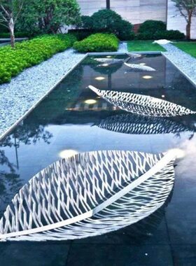 金属真不锈钢叶子镂空树酒店雕塑叶水景户外装饰品摆件创意铁艺