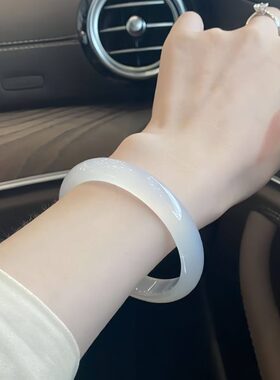 冰种光荔枝款手镯女玛瑙纯天然白月冰玉镯冻透白色玉髓手镯原色
