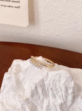 时尚个性珍珠戒指k女生冷淡风简约百搭食指环精致小巧高级感手饰