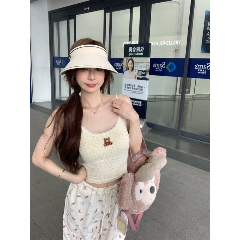 奶油小熊 带胸垫吊带背心女蕾丝拼接纯欲内搭外穿显瘦性感上衣女,淘宝优惠券,粉丝福利购,淘宝优惠卷