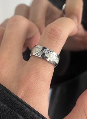 雾凇女小众设计银丝高级指环男潮钛钢戒指镶钻感尾戒轻奢男士情侣