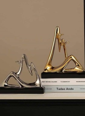 简约新中式金山银山招财装饰品摆A件客厅酒柜电视柜办公室轻奢高