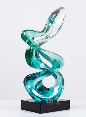 福祝酒店摆件桌面蓝色竖树脂商业雕塑软装间抽象样板房大厅客厅式