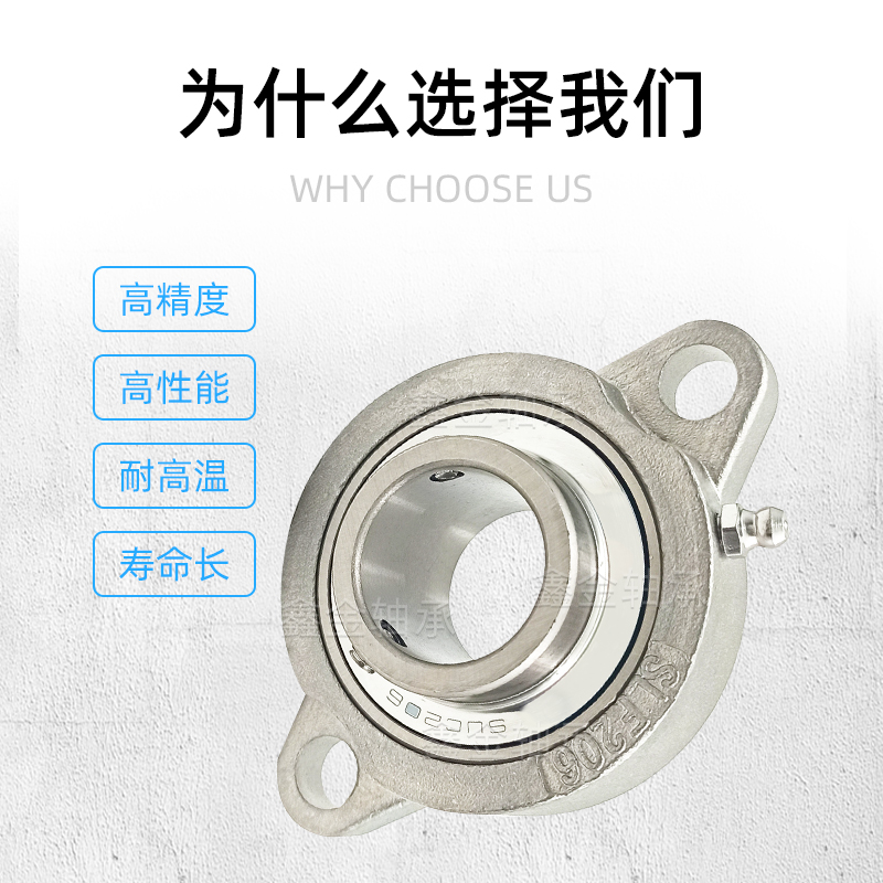 不锈钢菱形轴承座带座轴承SSBLF20v2 SLF203 SBLF204 SBLF205 206 - 图0