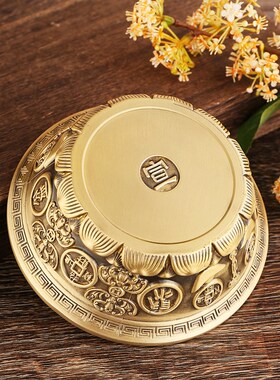 复纯黄铜12cm招米宝财进聚宝盆八福米缸家居装饰金属工艺品摆件