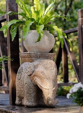 大象石凳庭院花园户外家用石桌石凳一套别墅民Q宿院子造景石墩凳