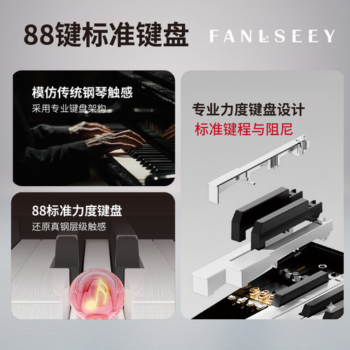 FANLSEEY梵西X3便携式磁吸可外带88键幼师初学者电钢考级电钢琴 - 图1
