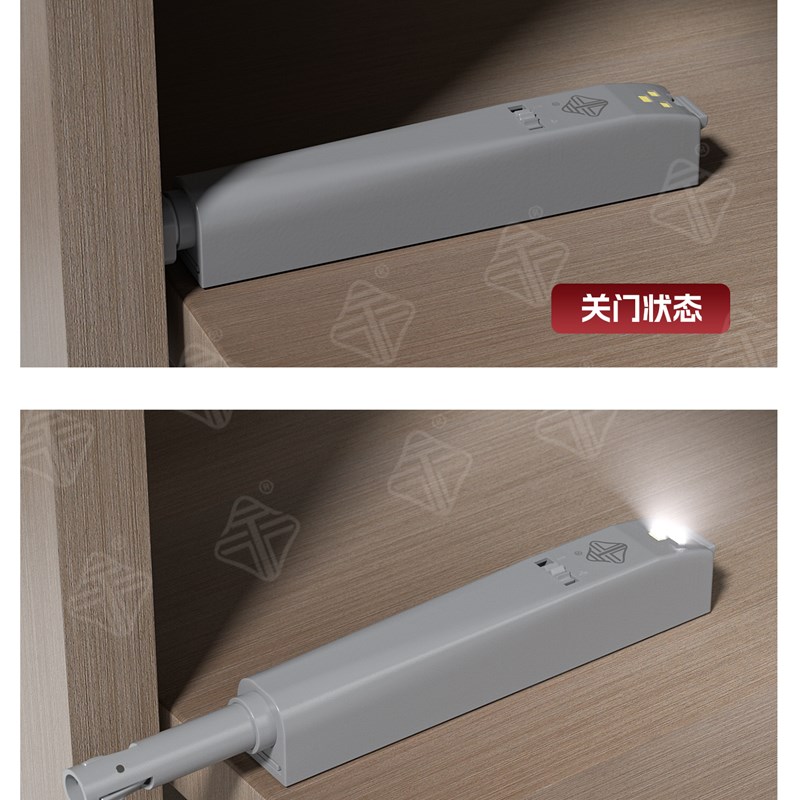 衣橱柜门带灯反j弹器按压式弹力开关免拉手按弹器卡扣式自锁弹门 - 图2
