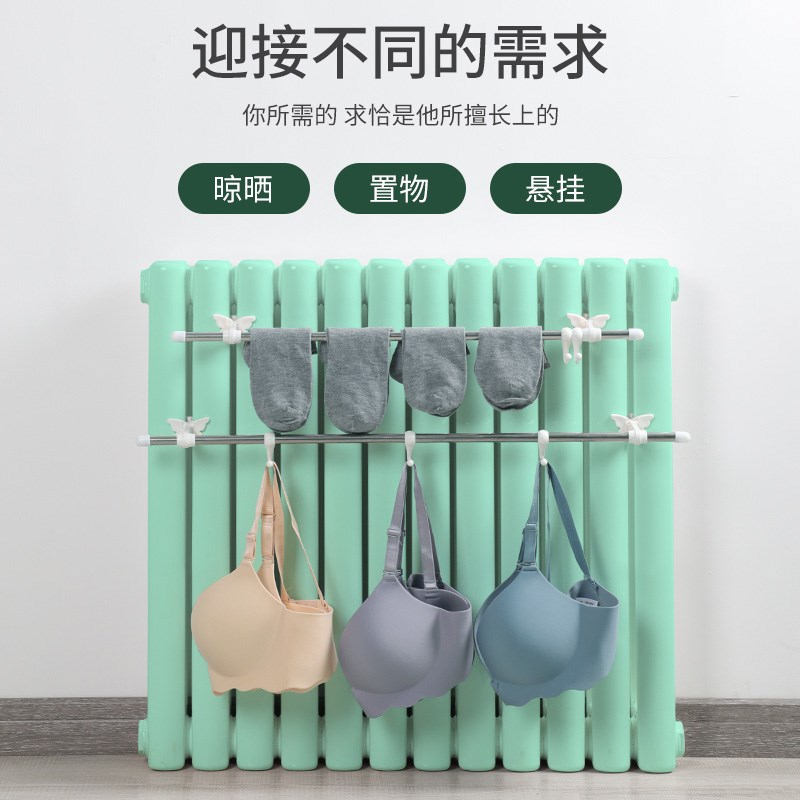 暖气片晾衣架散热器置物架暖气上专用毛巾杆不锈钢管挂钩挂衣神器 - 图3