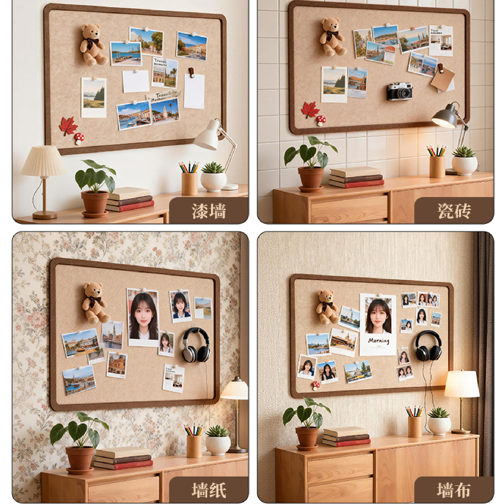 毛毡板墙贴高级感客厅照片墙背景板展示墙组合相框墙面装饰创意软木墙板相片墙相册墙毛粘板拍立得书桌留言板,淘宝优惠券,粉丝福利购,淘宝优惠卷
