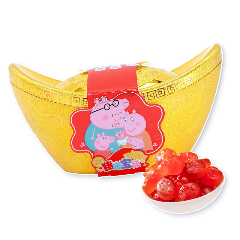 亿智小猪佩奇联名年货元宝造型QQ糖礼盒维生素营养解馋软糖小零食,淘宝优惠券,粉丝福利购,淘宝优惠卷