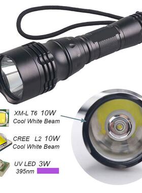 跨境热销大功率水下照明灯10W T6 L2潜水专用led铝合金手电筒