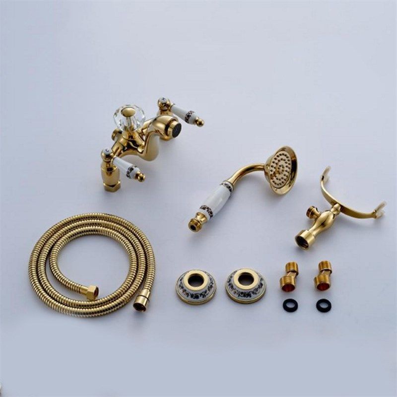 欧式家居 全铜水晶球手轮 卫生间金色淋浴电话筒花洒 青花瓷手柄,淘宝优惠券,粉丝福利购,淘宝优惠卷
