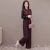 Temperament color stand-up collar vest fashion suit 2026 autumn new slim and western-style top wide-leg pants two-piece set