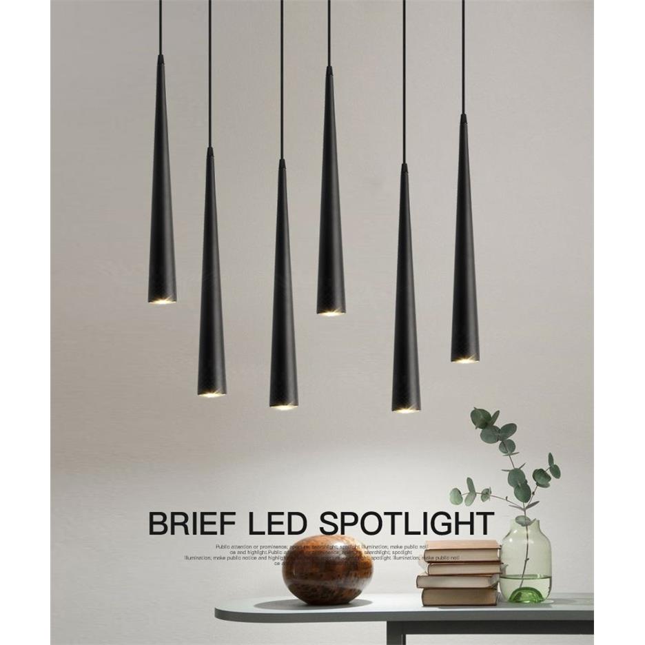 led吧台锥形小吊灯长筒圆柱形简约北欧餐厅前台金色单头吊线射灯 - 图1