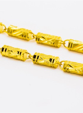 洛新现货男士项链 黄铜电镀饰品 男士个性六角柱项链 竹节项链 男