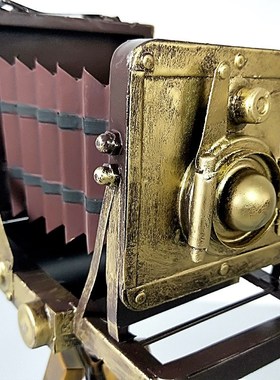 复古铁艺照相机模型摆件创意支架相机收纳道具个性工业风摄影花架