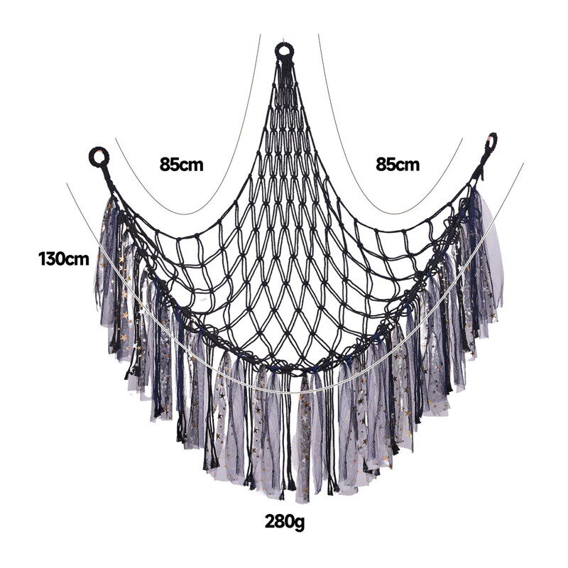 手工编织彩色丝带三角毛绒玩具收纳墙角网 卡通公仔装饰棉绳网兜,淘宝优惠券,粉丝福利购,淘宝优惠卷