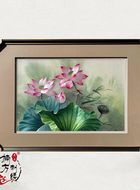锦绣缘苏州纯手工刺绣花卉风景饭厅办公室装饰画送礼成品苏绣挂画
