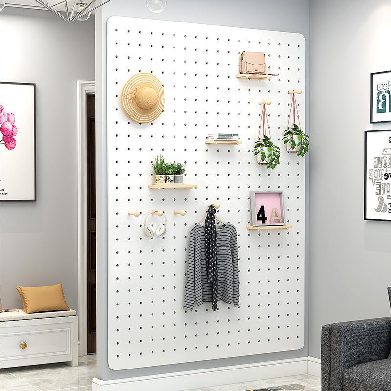 Solid wood hole board living room entrance wooden partition board accessories wall cover storage placement direct sales
