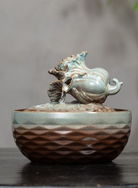 陶瓷USB水循环系统流水摆件办公桌茶台招财装饰品中式喷泉加湿器