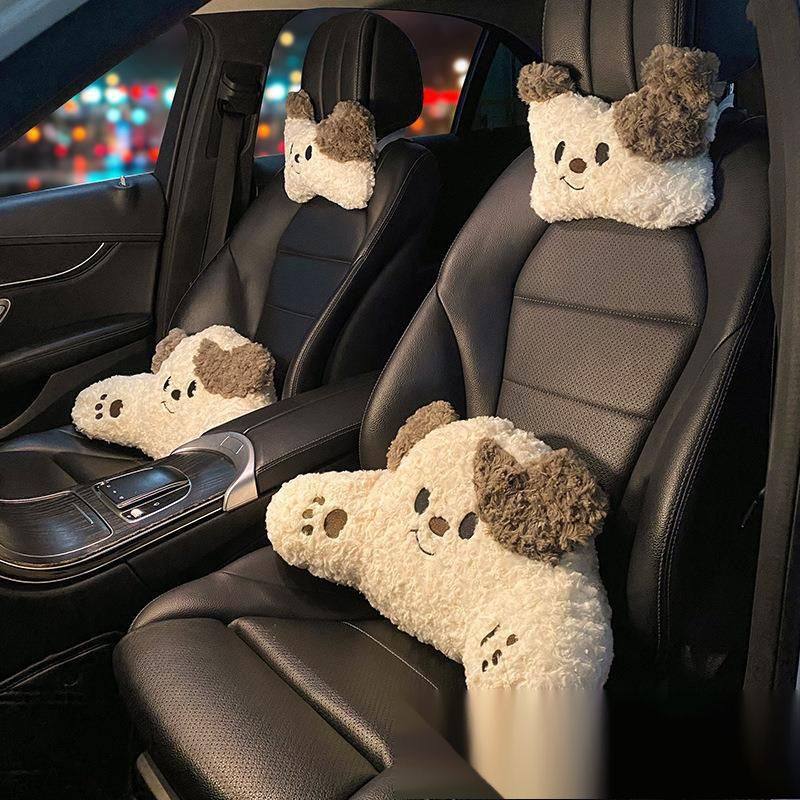 汽车头枕护颈枕一对女司机枕头可爱小狗车内靠枕车用座椅腰靠颈枕,淘宝优惠券,粉丝福利购,淘宝优惠卷