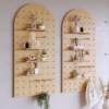 Solid wood hole board wall storage rack without punching into the entrance hall living room decorative wall hanging partition storage rack