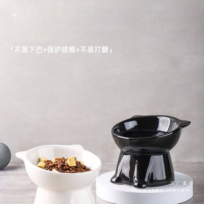 可爱猫碗陶瓷黑色水碗斜口猫咪碗猫食盆宠物碗可爱猫狗碗防黑下巴,淘宝优惠券,粉丝福利购,淘宝优惠卷