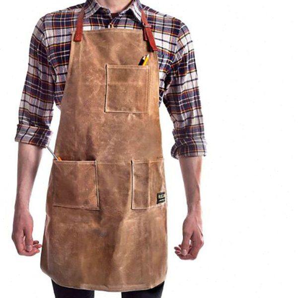 欧美重磅油蜡围裙挂脖系带防水围腰加厚帆布服围裙轻奢复古,淘宝优惠券,粉丝福利购,淘宝优惠卷