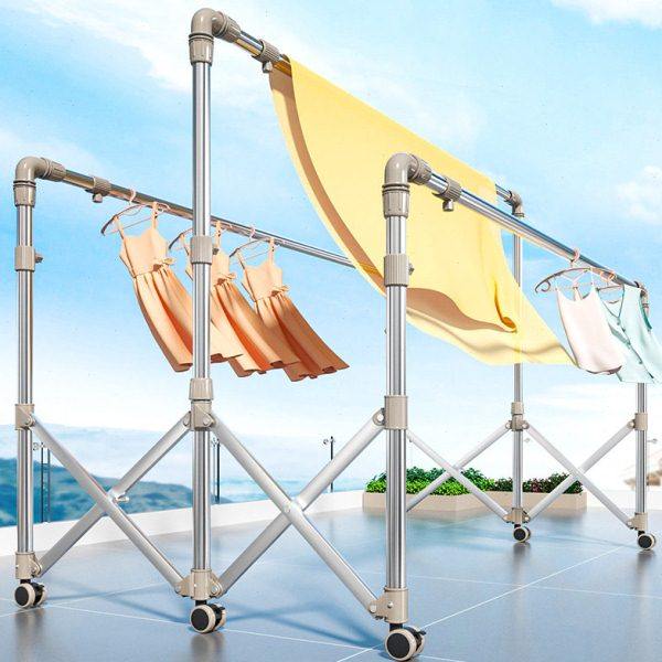 晾衣架落地折叠伸缩家用室内不锈钢凉衣杆阳台晒被子神器室外衣架,淘宝优惠券,粉丝福利购,淘宝优惠卷