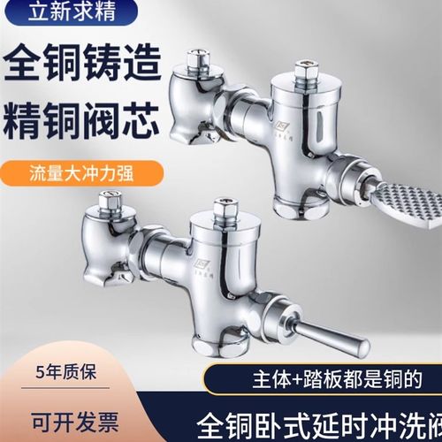 立新冲洗b阀脚踏阀卫生间蹲坑开关大便厕所冲水阀卧式延时冲水开 - 图0