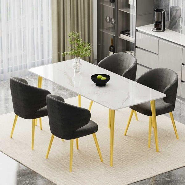 简约岩板餐桌椅组合小户型网红轻奢家用北欧饭桌凳子,淘宝优惠券,粉丝福利购,淘宝优惠卷