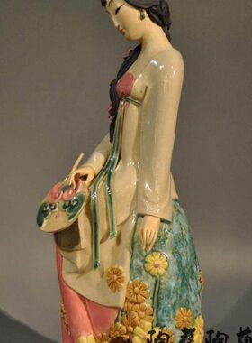 仕石陶女会所香盈湾收藏精品现代中式陶瓷暗家居摆件公仔声限量袖