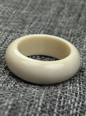 猛犸牙素面c戒指指环简约时尚男女情侣素圈小跑环大内径文玩跑环