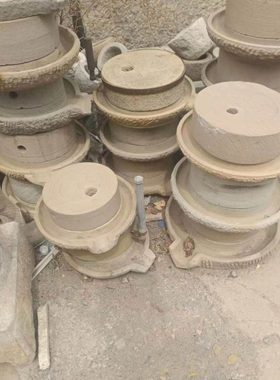 怀旧老物件小石磨推磨石户外摆件装饰道具
