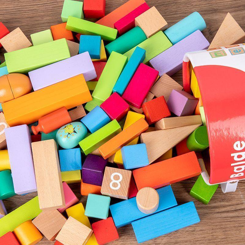 一百颗木质儿童积木拼装益智头大颗粒大号宝宝礼物城堡玩具多功能,淘宝优惠券,粉丝福利购,淘宝优惠卷
